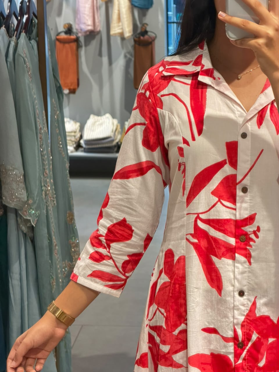 casual cheery red mul cotton kurta