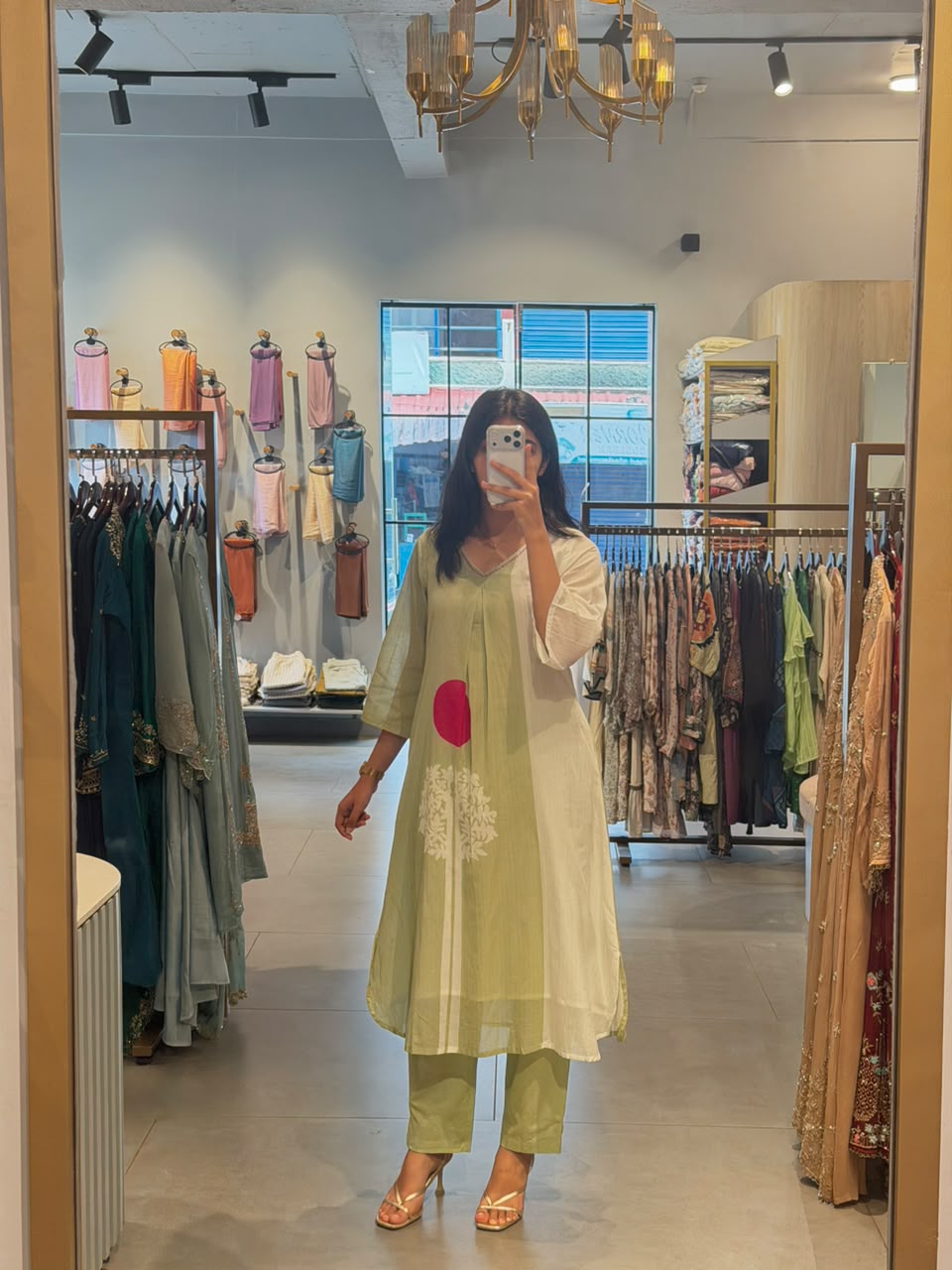 Casual pastel green mul Cotton coord set