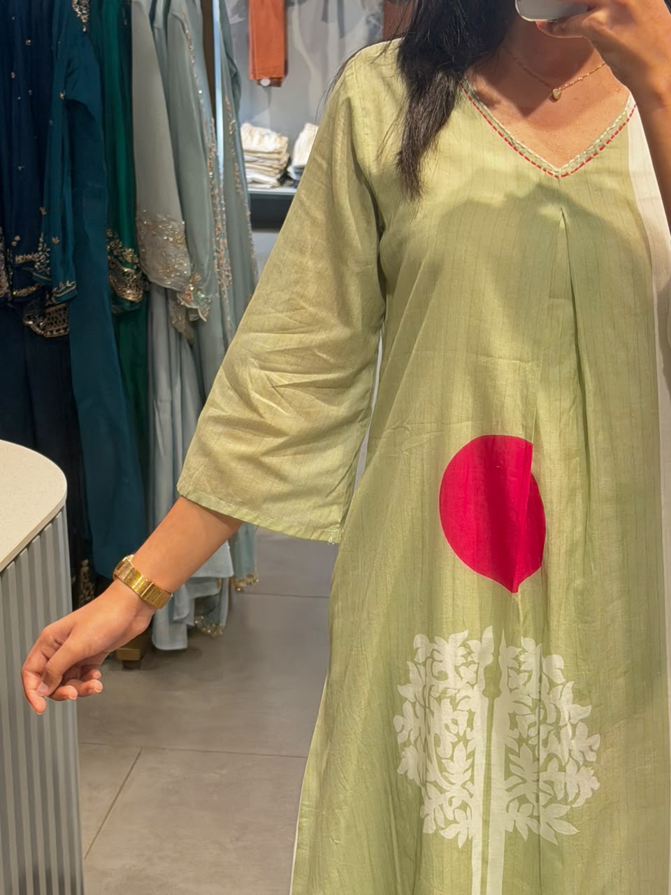 Casual pastel green mul Cotton coord set
