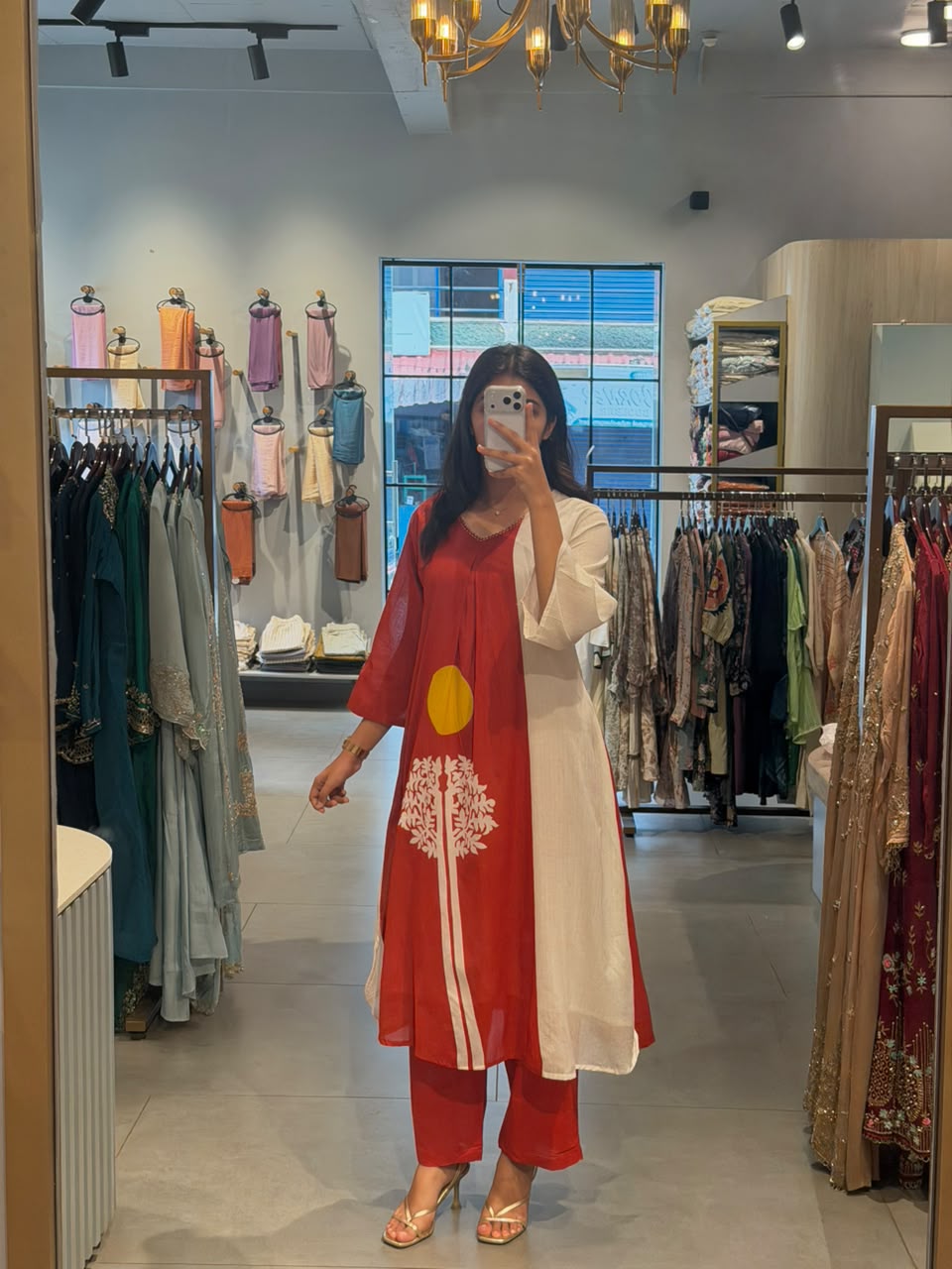 Casual crimson red mul cotton