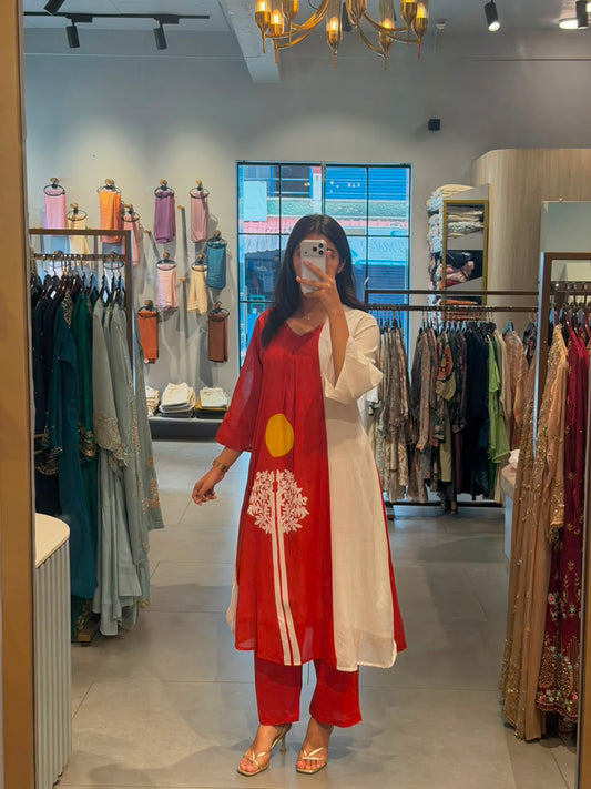 Casual crimson red mul cotton