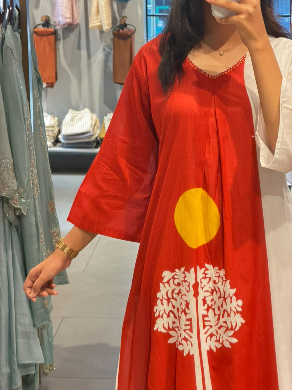 Casual crimson red mul cotton