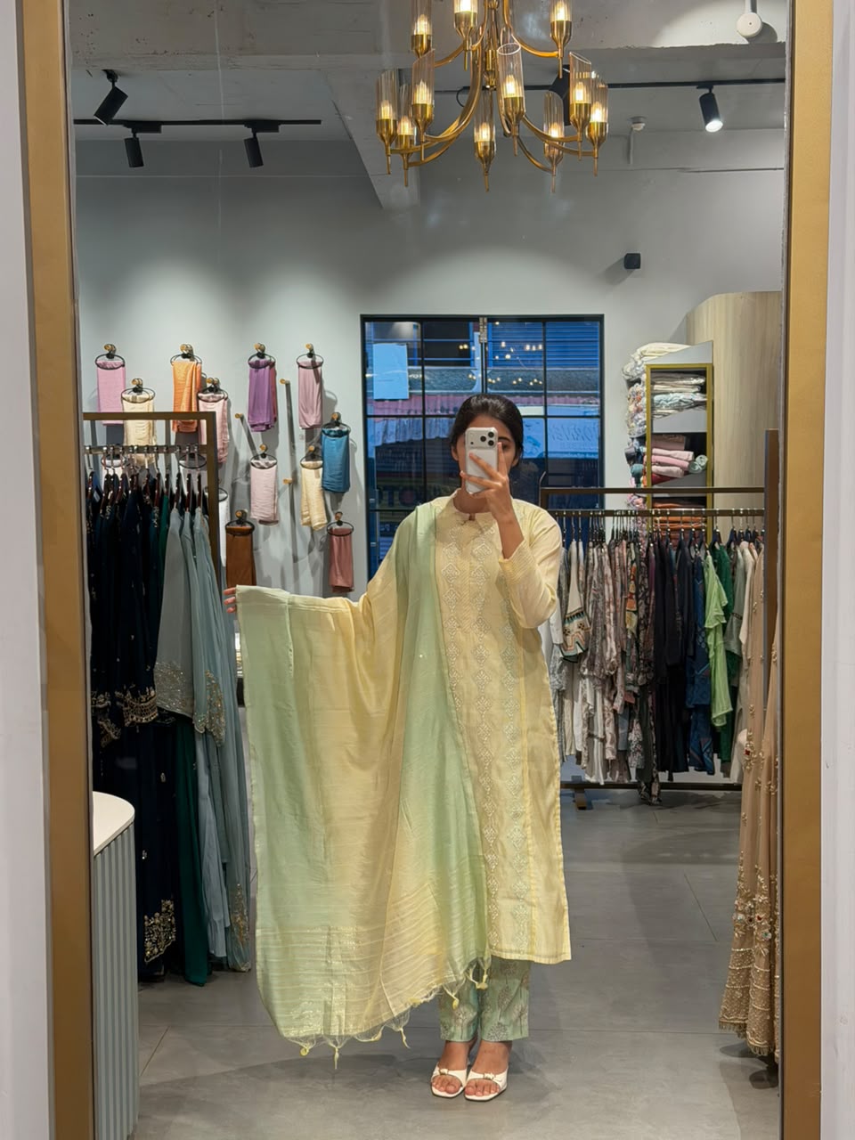 Elegant mint chanderi silk