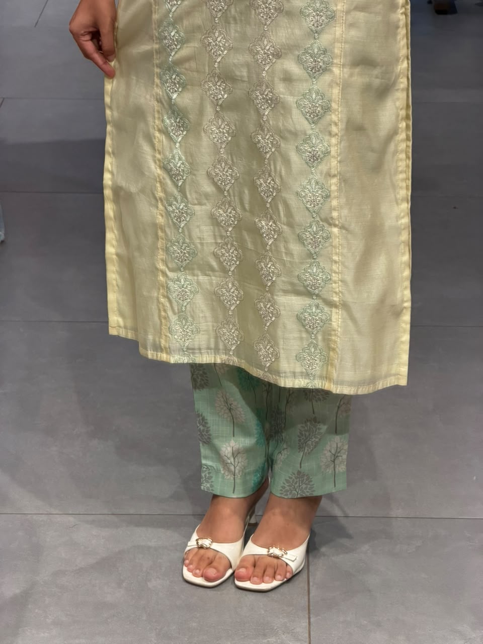 Elegant mint chanderi silk