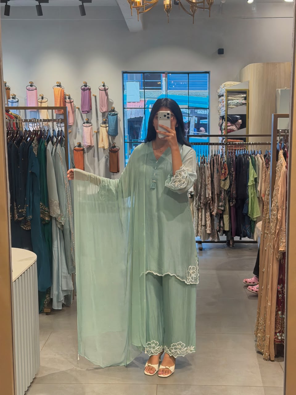 elegant mint green party Wear