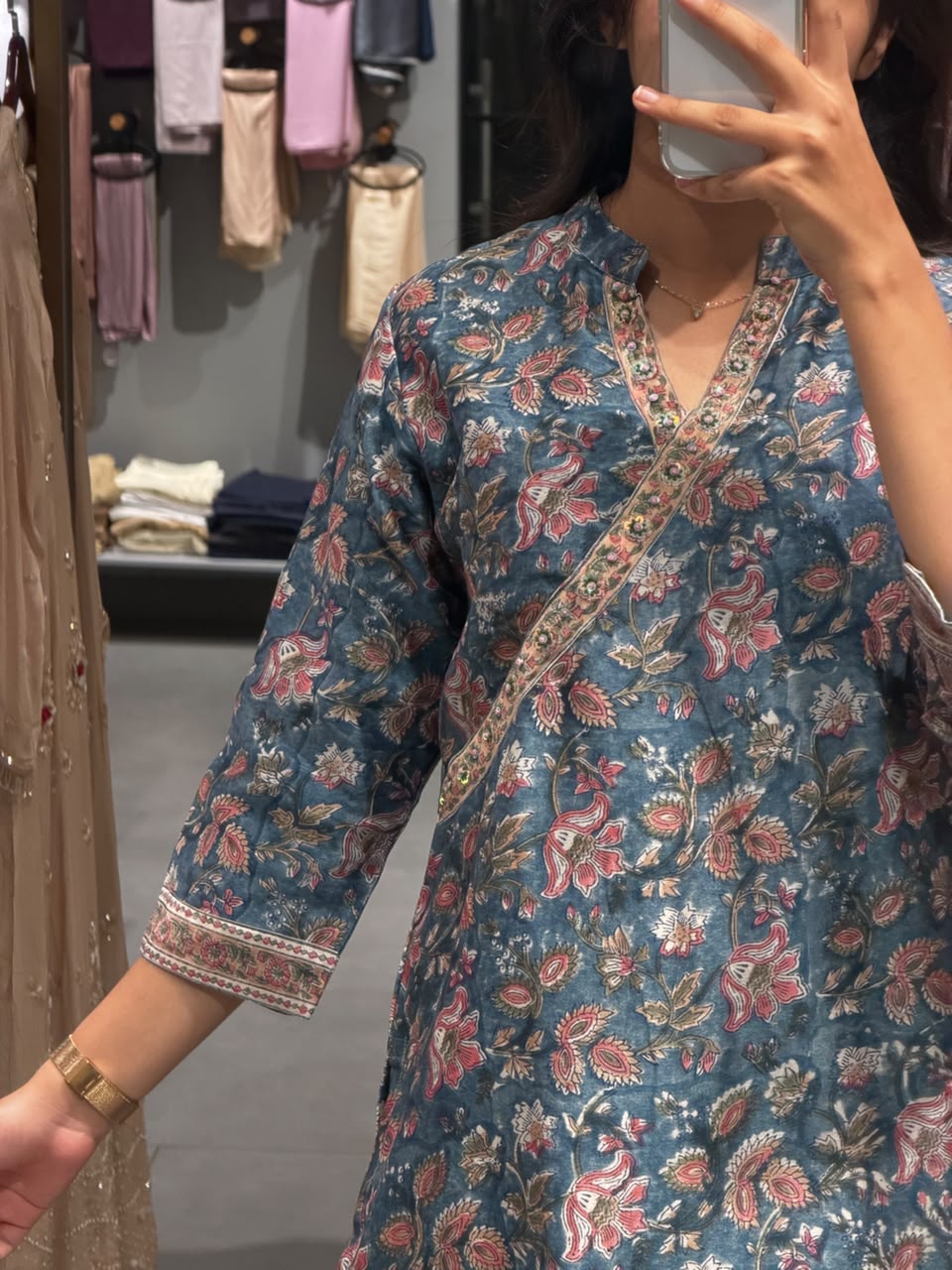 Floral Chanderi Silk Semi party Wear