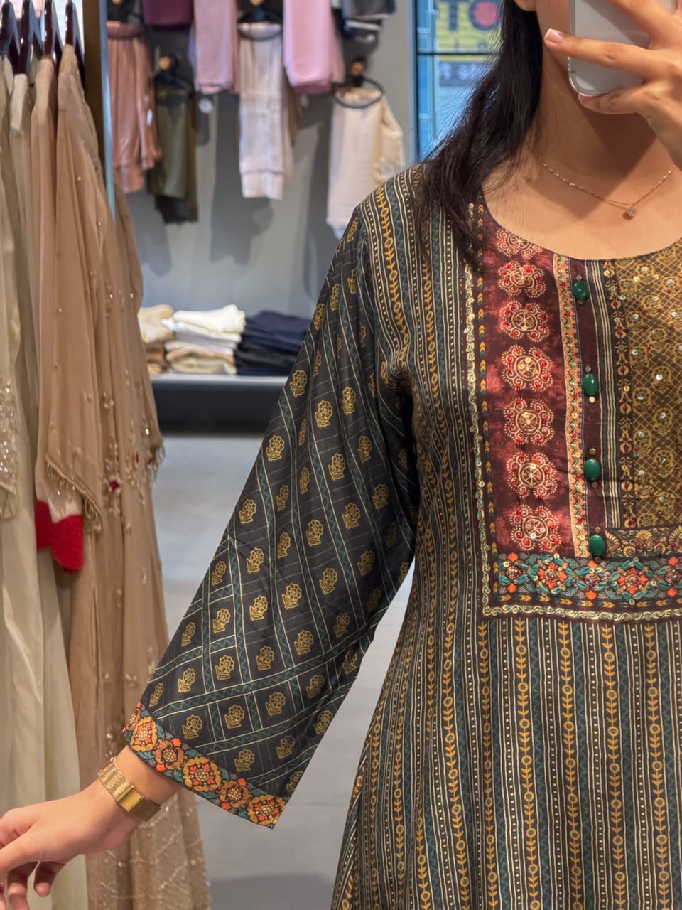 Printed Silk Kurta Set