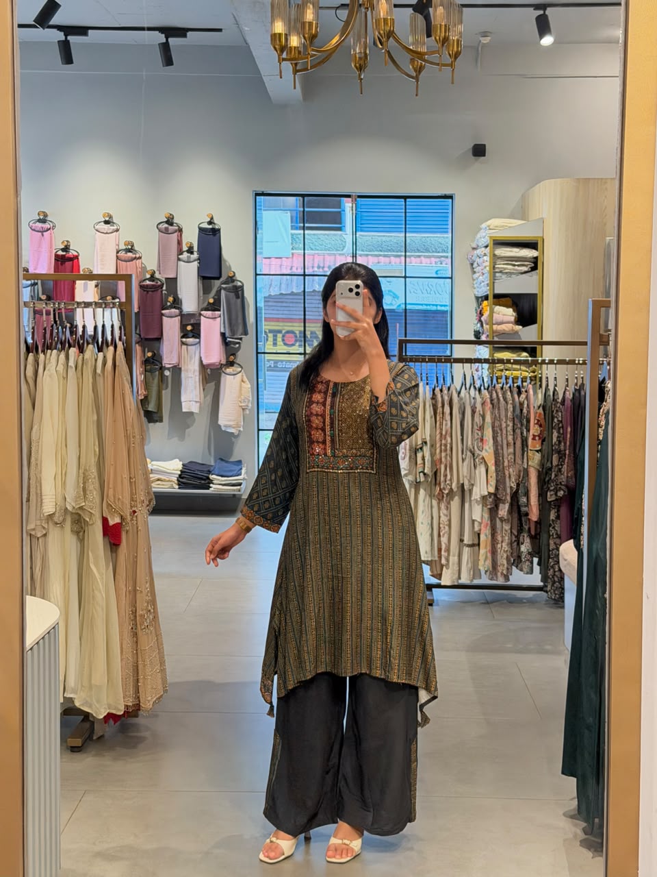 Printed Silk Kurta Set