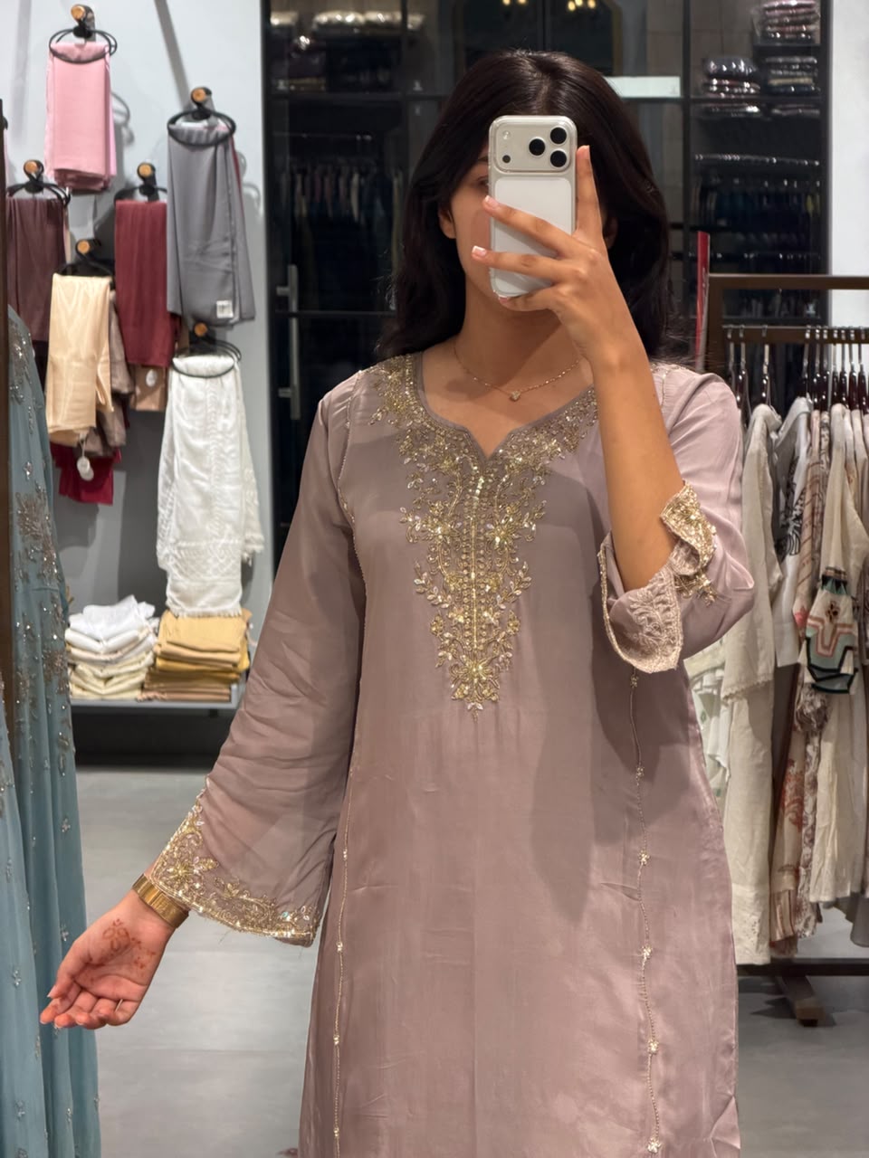 Pastel Embroidered Organza Suit Set