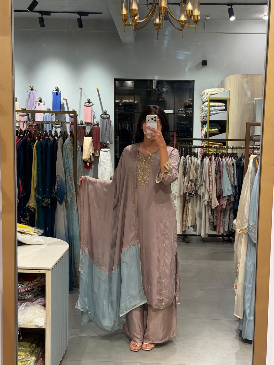 Pastel Embroidered Organza Suit Set