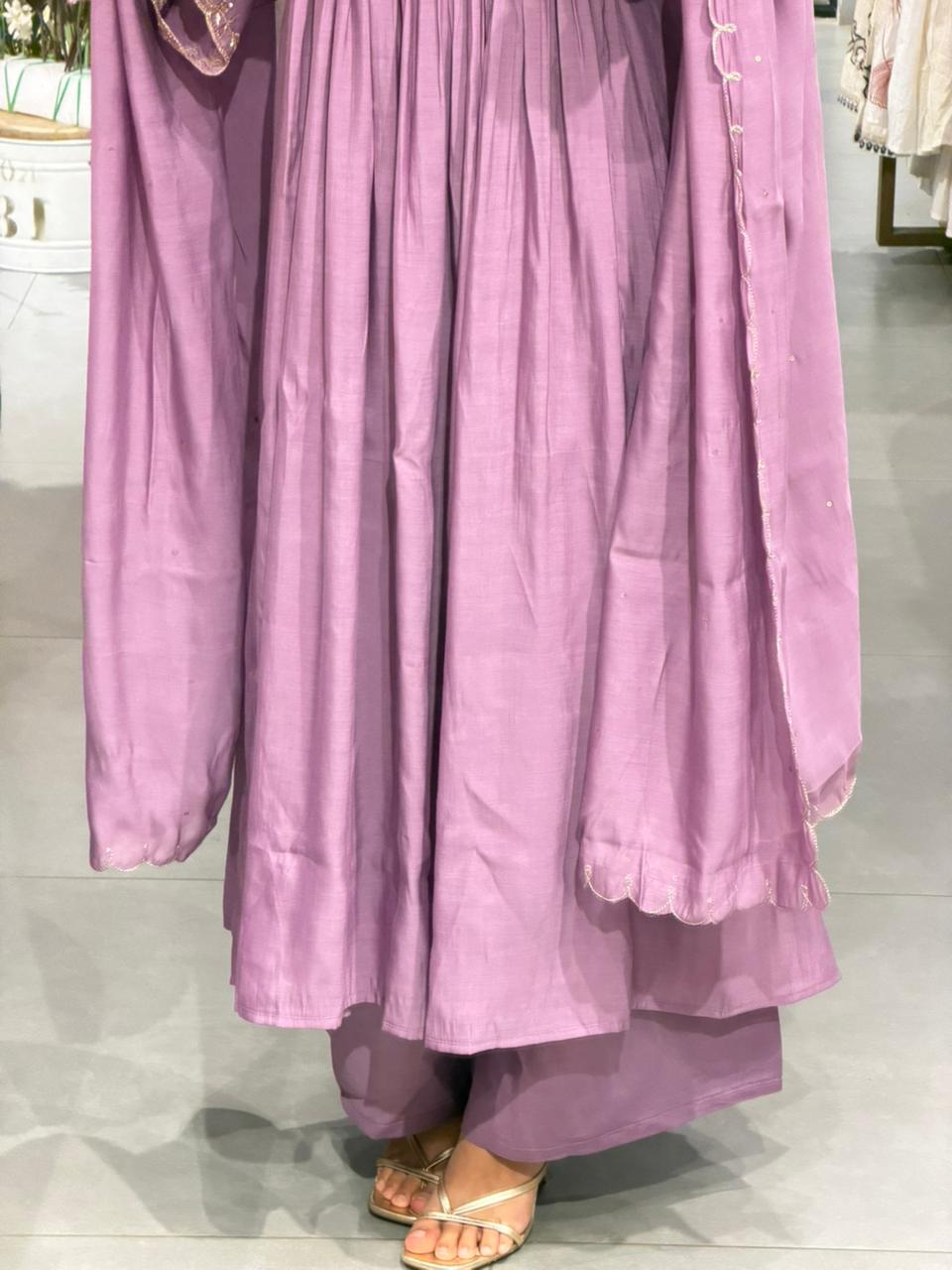 Lavender Grace Mul Chanderi Silk