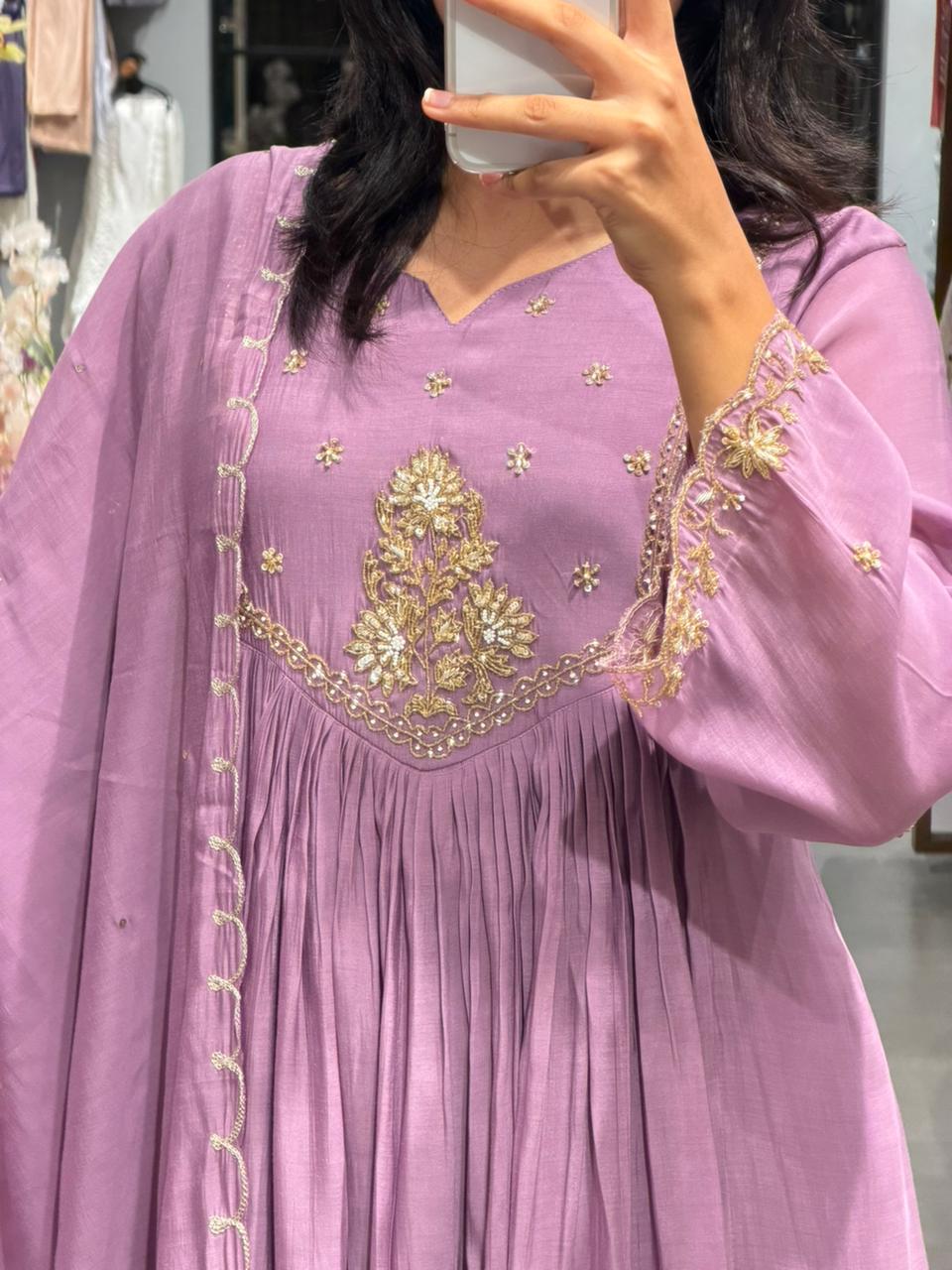 Lavender Grace Mul Chanderi Silk